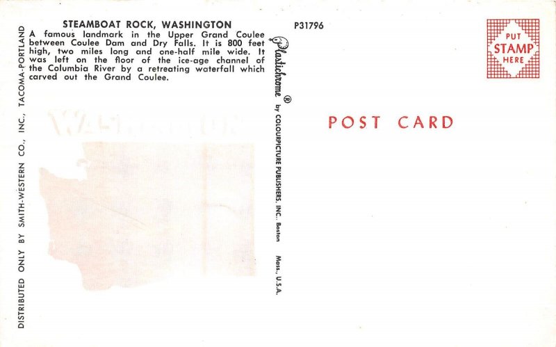 US33 postcard USA WA Steamboat Rock Washington Upper Grand Coulee