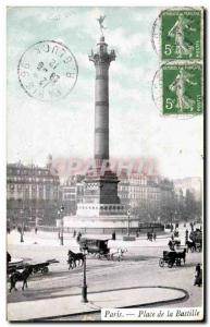 Old Postcard Paris Bastille Square