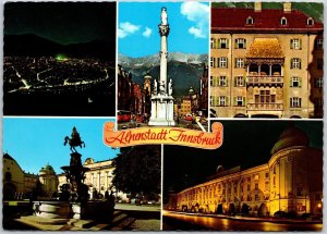 Alpenstadt Innsbruck Tirol Bei Nacht Gegen Austria Landmarks Monument Postcard