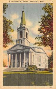 KNOXVILLE, TN Tennessee   FIRST BAPTIST CHURCH   c1940's Tichnor Linen Postcard