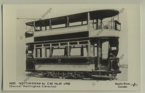 pp1025  - Nottingham - 4w Tram No81 c1902 - Pamlin postcard