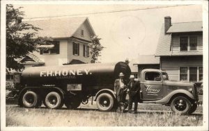 Kalamazoo Michigan MI FH Honey Oil Tanker Truck Signed by Honey RPPC 1938