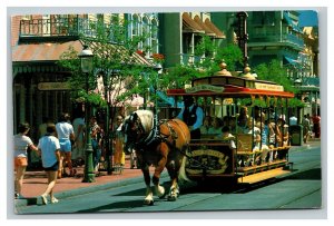 Vintage 1984 Postcard Walt Disney Worlds Trolley Ride on Main Street Orlando FL