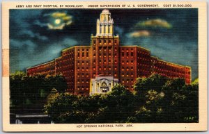 1940 Army & Navy Hospital Moonlight Hot Springs National Park Arkansas Postcard