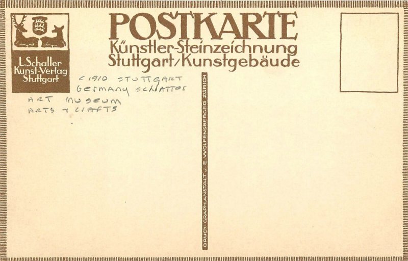 c1910 Germany Stuttgart Schlatter arts & Crafts autos people Postcard 25-3243