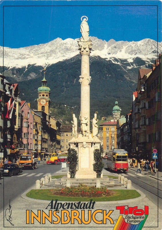 Postcard Austria Alpenstadt Innsbruck Tirol statue monument mountain scenery