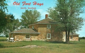 Vintage Postcard Old Fort Hays Blockhouse Buildings Hays Kansas KS