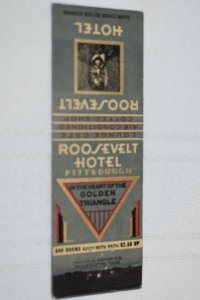 Roosevelt Hotel In the Heart of the Golden Triangle 20 Strike Matchbook Cover