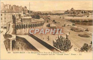 Postcard Old Saint Malo Les Remparts and the Tower of the Great Gate