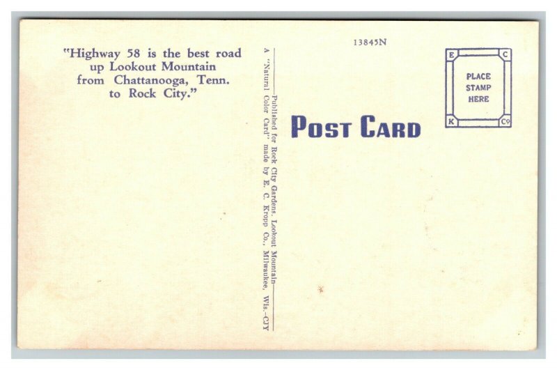 Vintage 1940's Postcard Rip Van Winkle Fairyland Caverns Lookout Mountain