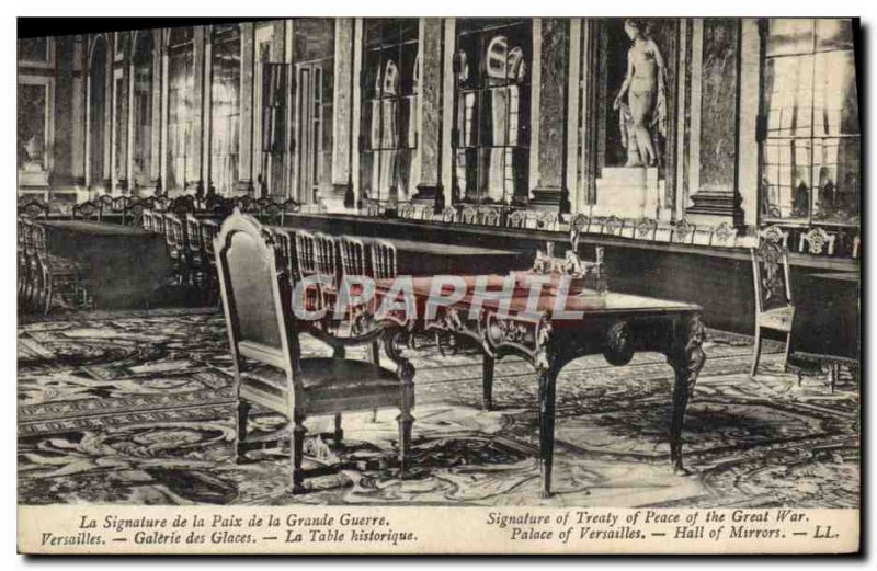 Old Postcard Versailles Gallery ds ice Historical table