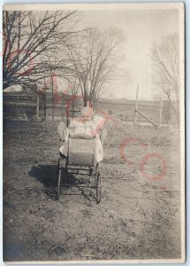 ID'd c1910s Sheboygan Co, WI Cute Baby Stroller RPPC Real Photo Brickbauer A140