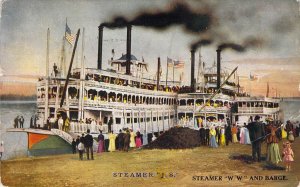 Steamers, Riverboats, J.S., W.W.  On The Mississippi River, ,Old Post Card