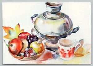 Tea Party Time SAMOVAR Fruits Cup Jug Russian Modern Postcard