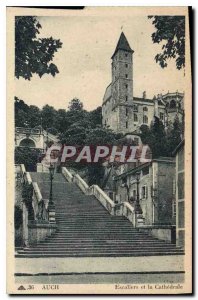 Old Postcard Auch Stairs and Cathedrale