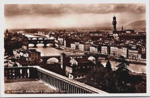 Italy Firenze Panorama E Veduta Dei Ponti Florence Vintage RPPC C184