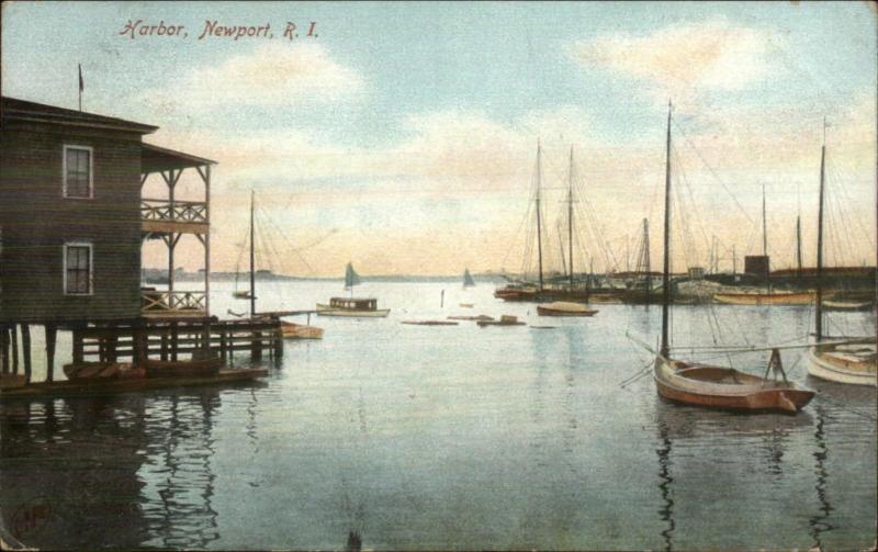 Newport RI Harbor Scene c1906 Postcard