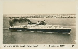 SS United States Cruise Ship RPPC 1952 Postcard Unposted