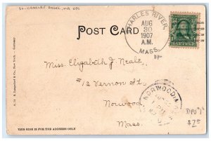 1907 Harvard Hall Harvard College Cambridge Charles River MA DPO Postcard