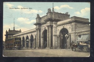 CINCINNATI OHIO UNION RAILROAD DEPOT TRAIN STATION 1917 VINTAGE POSTCARD