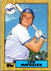 1987 Topps Baseball Card Len Matuszek Los Angeles Dodgers sk13811