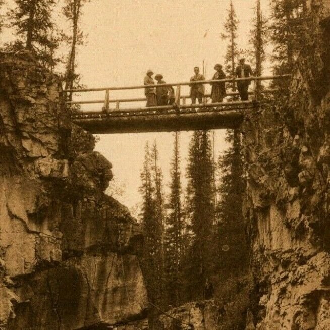 RPPC Marble Canyon Bridge From Below Lake Louise Alberta Canada Postcard UNP C1 