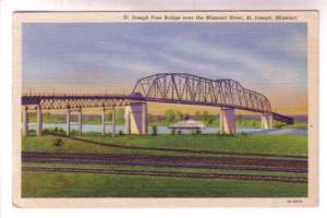 Free Bridge, Railway Tracks, Ship, St Joseph, Missouri and Kansas,