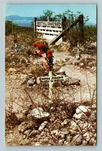 Tombstone AZ-Arizona, Boot Hill Cemetery, George Johnson Grave, Chrome Postcard