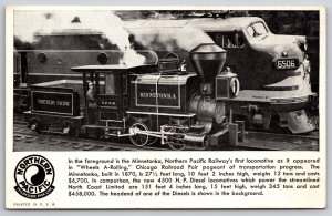 Northern Pacific Minnetonka Steam Locomotive F3 Diesel Advertising Postcard D15
