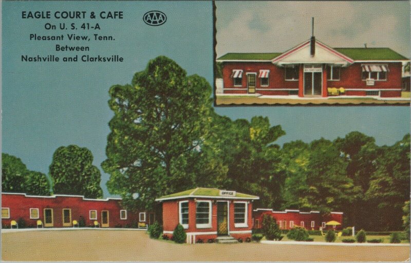 Eagle Court Cafe Pleasant View TN Tennessee Motel advertising postcard F926 