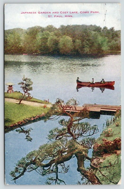 St Paul MN~Ramshackle Bridge~Como Park~Japanese Garden~3 in Rowboat Fishing 1909 