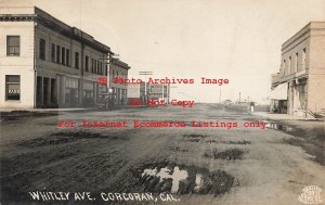 CA, Corcoran, California, RPPC, Whitley Avenue, Business Section, Western No 100