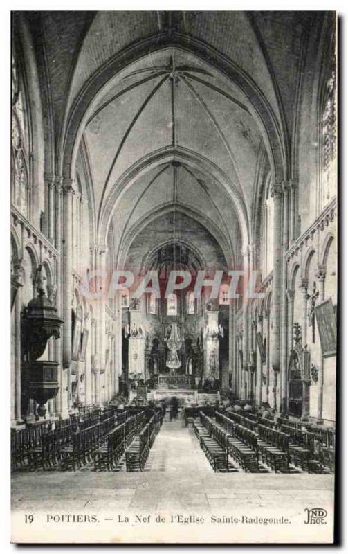 Old Postcard Poitiers From The Ship & # 39Eglise Sainte Radegonde