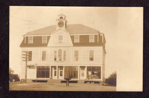 ME Vintage view Town City Hall WELLS BEACH MAINE Real Photo RPPC Postcard PC