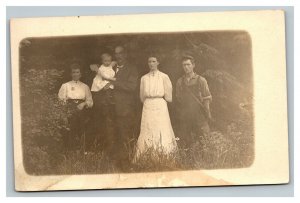 Vintage 1910 RPPC Postcard Farm Family Portrait Springfield Massachusetts-Names