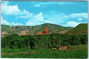 c1960s Big Horn Mountains, WY Stone Sun Red Pillar Rock Spire Erosion PC A240