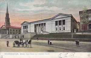 Court House and Unitarian Church Worcester Massachusetts 1905 Tucks