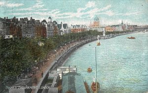 Navigation & sailing related postcard London Thames embankment coal barge cruise