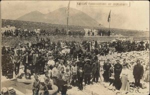 Egypt Laying Cornerstone of Orphanage Giza Pyramids in Background c1910 RPPC