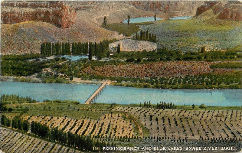 c1910 Postcard; 156 Perrine Ranch & Blue Lakes, Snake River ID Wesley Andrews