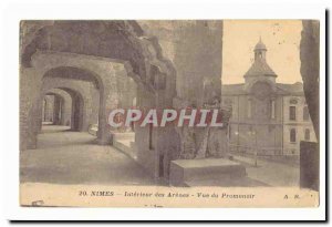 Nimes Old Postcard Interior View of the promenade arenas