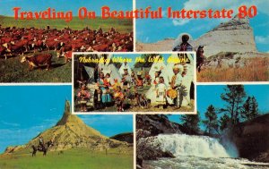 Interstate 80, Sioux Indian Village, Ogallala, Nebraska c1960s Vintage Postcard