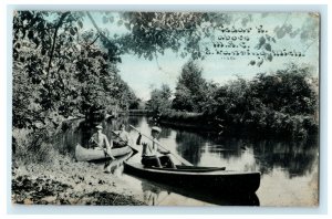 1911 Cedar M.A.C. E. Lansing Michigan Canoes Finger Removed Antique Postcard