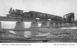 Ranier Minnesota Railroad Bridge First Train Crossing Vintage Postcard AA66930