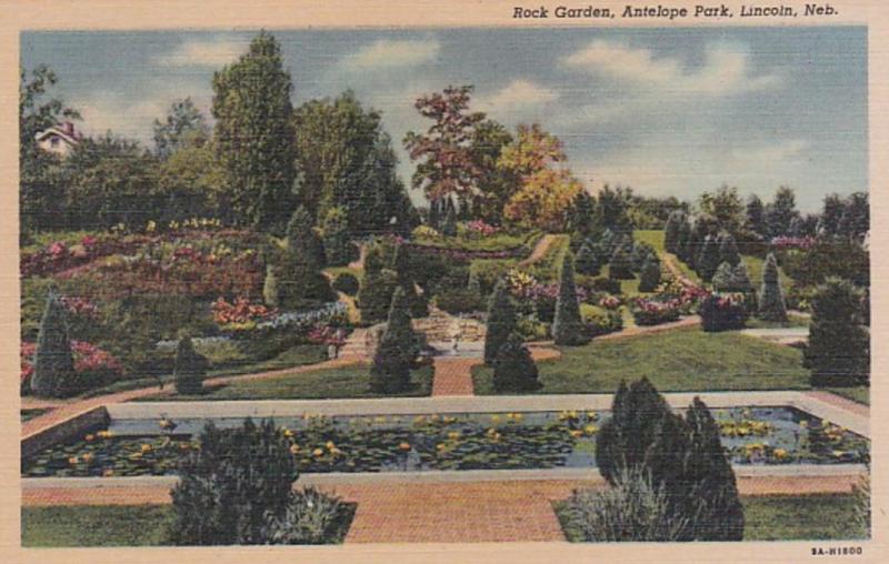 Nebraska Lincoln Antelope Park Rock Garden 1954 Curteich