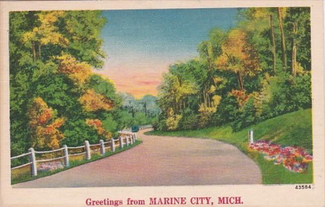 Michigan Greetings From Marine City 1954