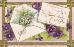 Birthday Greetings With Flowers and Swastika Border 1909