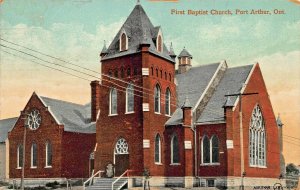 PORT ARTHUR ONTARIO CANADA~FIRST BAPTIST CHURCH~1917 PSTMK POSTCARD