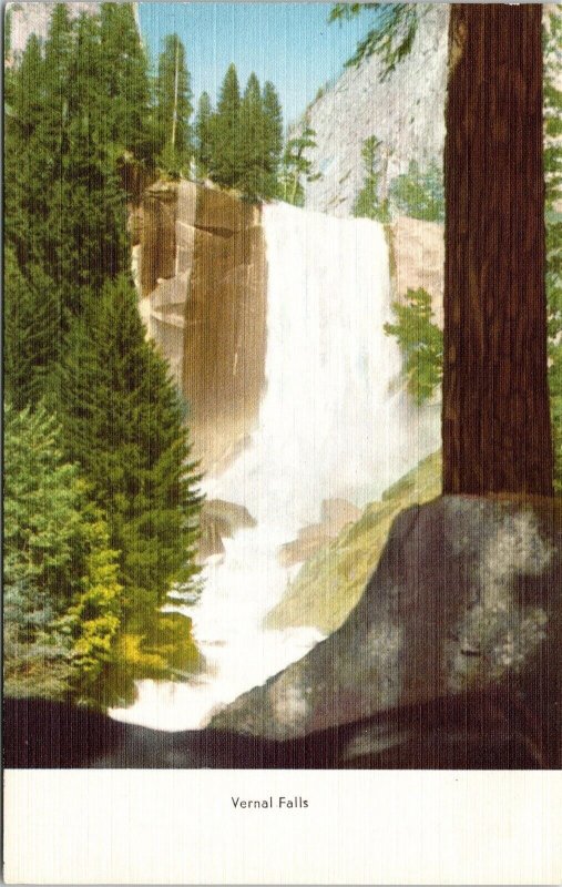 Vernal Falls Linen Postcard UNP VTG Unused Vintage 