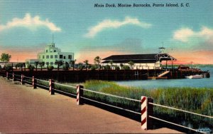 South Carolina Parris Island Marine Barracks Main Dock Curteich